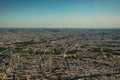 Skyline, buildings and Les Invalides dome in a sunny day, seen from the Eiffel Tower top in Paris. Royalty Free Stock Photo